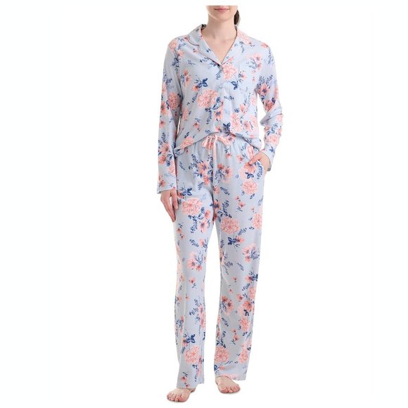 New Karen Neuburger Pajama Long Sleeve Watercolor Floral Print PJ Set - Picture 2 of 4